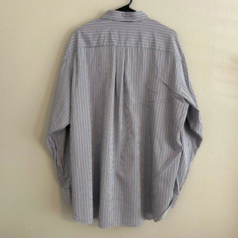 Scott Barber Button Down Shirt Mens XXL‎ Blue Orange Striped Long Sleeve Cotton - Picture 3 of 7